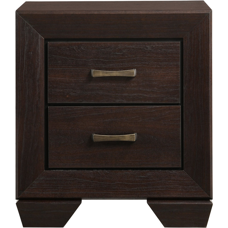 Table de chevet rectangulaire foncé 2 avec finition brun foncé, design polyvalent pour la décoration de chambre à coucher et table de chevet à cadre en bois, organisation de finition, attrait naturel