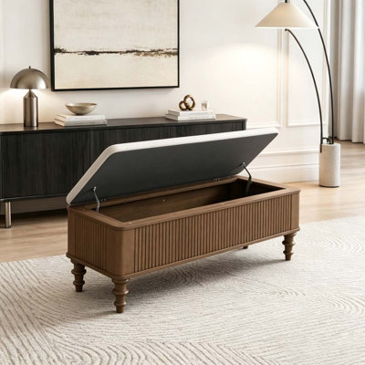 Banc de rangement avec repose-pieds 50,8 pouces