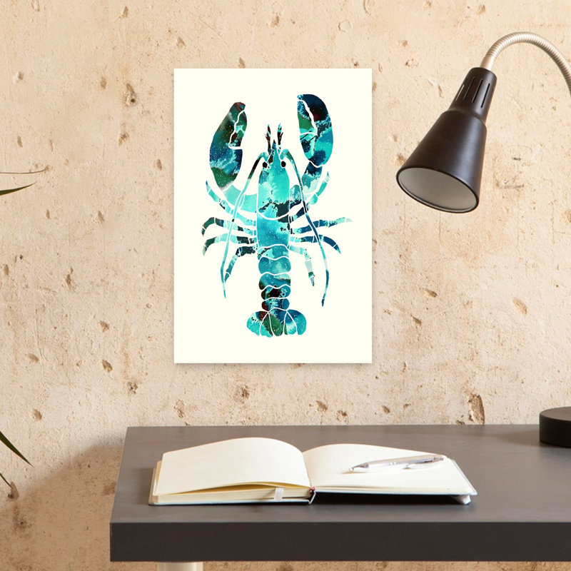 Art mural abstrait homard abstrait vibrant, H 18 po x l 12 po