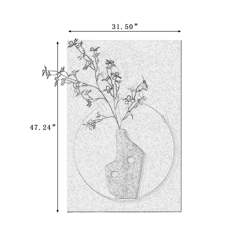Art mural rectangulaire taupe brun dans un vase, H 47,24 po x l 31,5 po