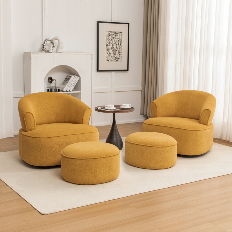 Chaise pivotante rembourrée en polyester avec repose-pieds, Polyester jaune