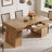 55" Farmhouse Dining Table With Storage Drawer And Shelves, Rectangle Kitchen Table For 4-6 People