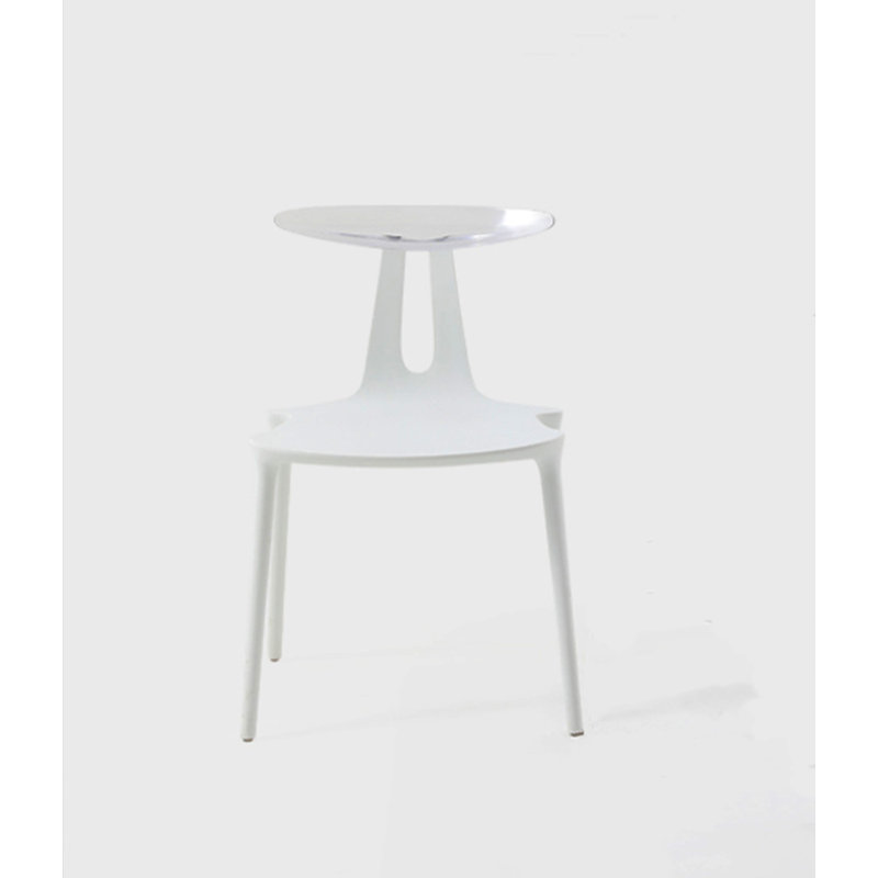 Modern Simple Transparent Backrest Dining Chair, White