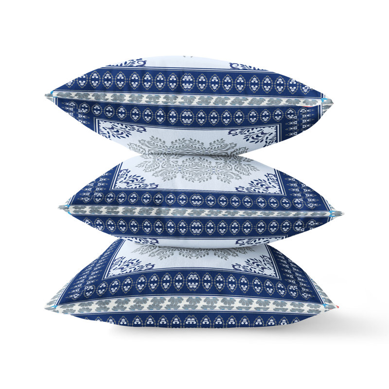 Geometric Reversible Throw Pillow, 20" x 20", Navy/Light Blue