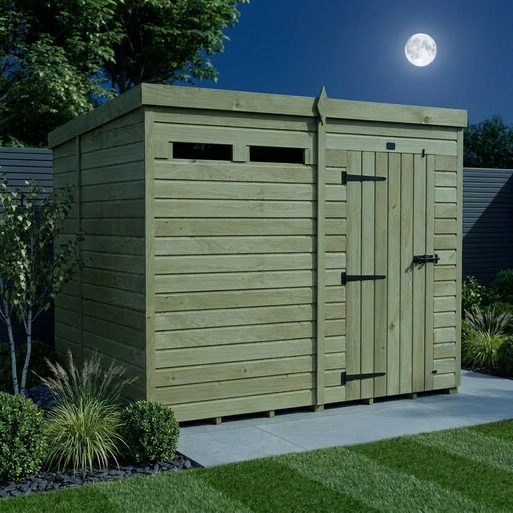 Total Sheds 8ft x 6ft Security Pent Shed - Heavy-Duty Hasp Staple Anti-Tamper - Pressure Treated Timber - UK Manufactured