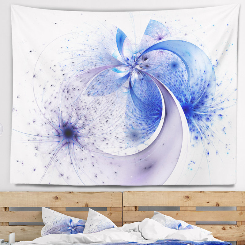 Tapisserie floral à motif fractal à motif floral vif, H 32 po x l 39 po