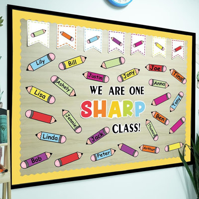 Ensemble de décoration de tableau d'affichage coloré - Découpes et bordures pour la classe de la rentrée