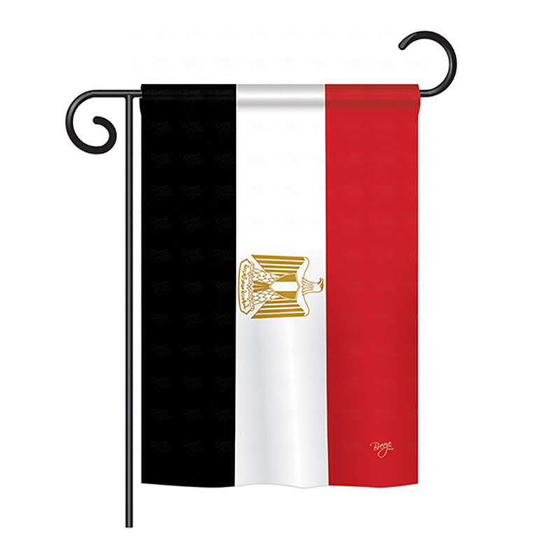 Egyptian Patriotic Red, White, and Black Polyester Garden Flag