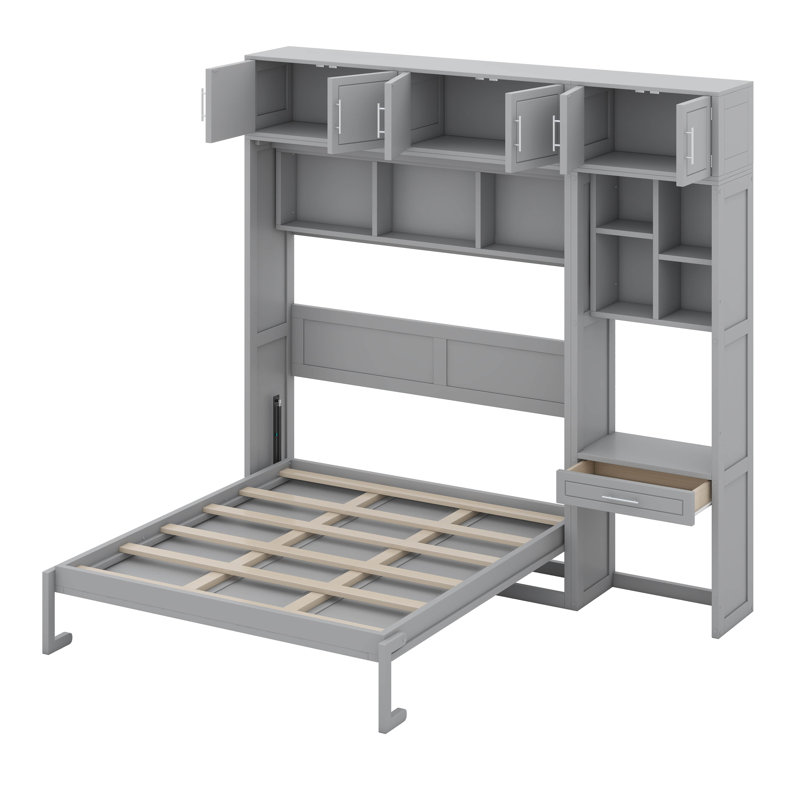 Armoire murale avec tablettes et tiroir Murphy, gris, Grand