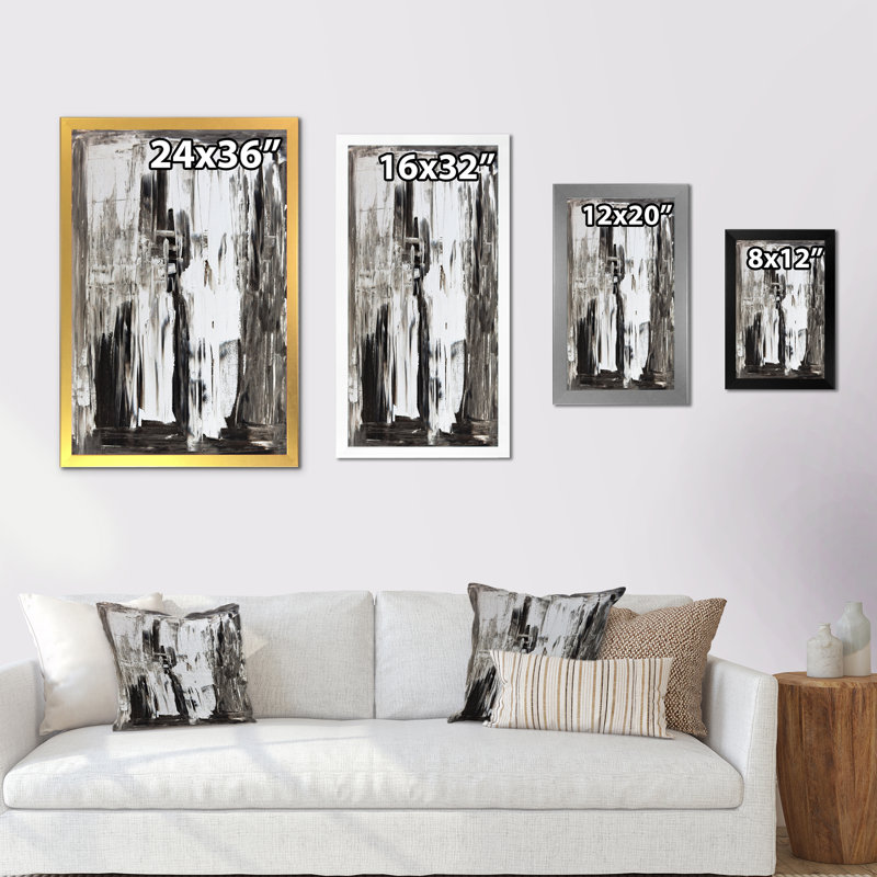 Art moderne brun et beige - Art mural moderne et contemporain sur toile, H 36 po x l 24 po x P 1 po, Cadre photo blanc