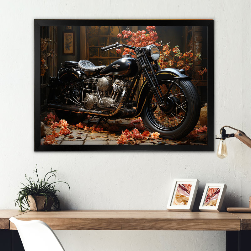 Noir mystère de la moto, Cadre simple noir, H 34 po x l 44 po x P 1,5 po