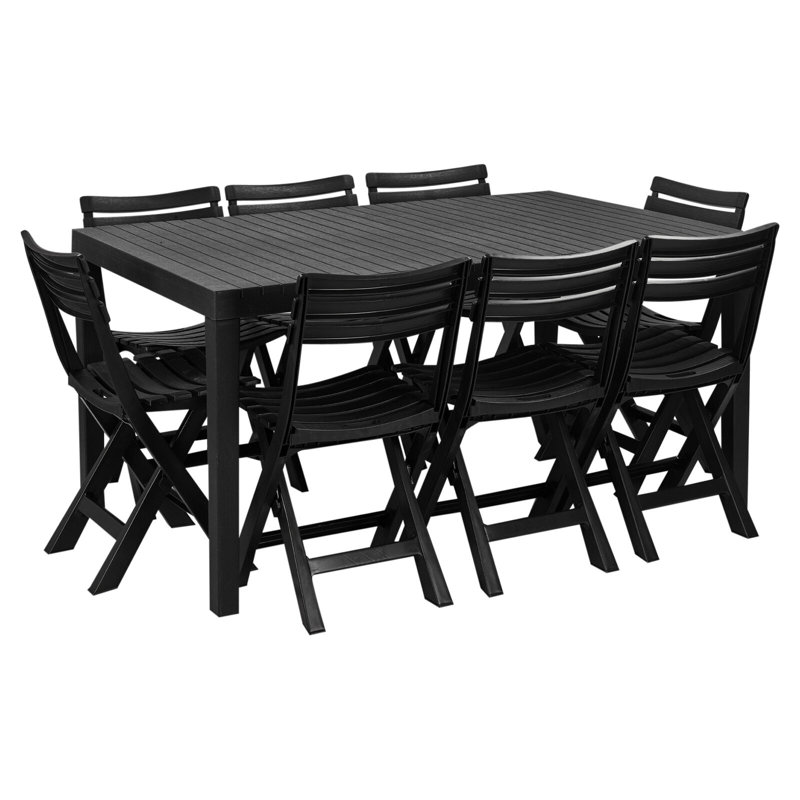 8 - Person Patio Dining Set with Rectangular Table, White