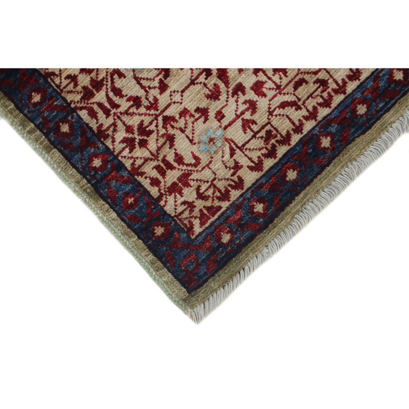 Tapis unique rouge, vert et brun de 7 pi 11 po x 9 pi 10 po