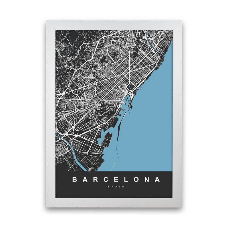 Barcelona - Print, 63cm H x 46cm W x 3cm D, White Paper