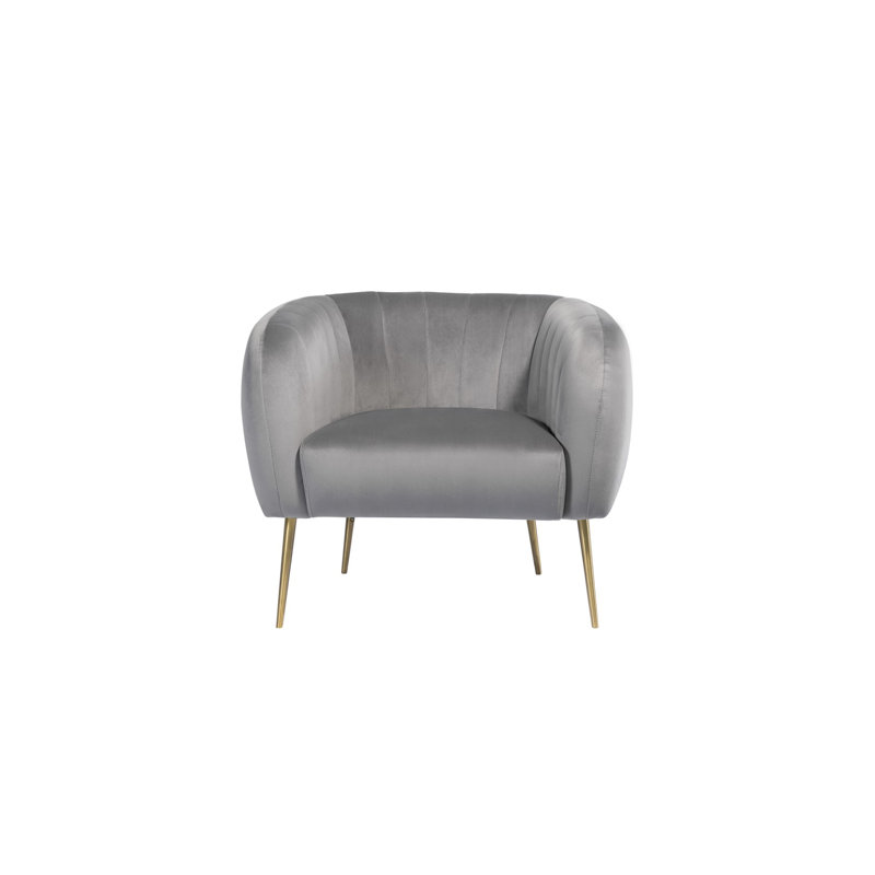 Aylin Velvet Barrel Chair, Grey