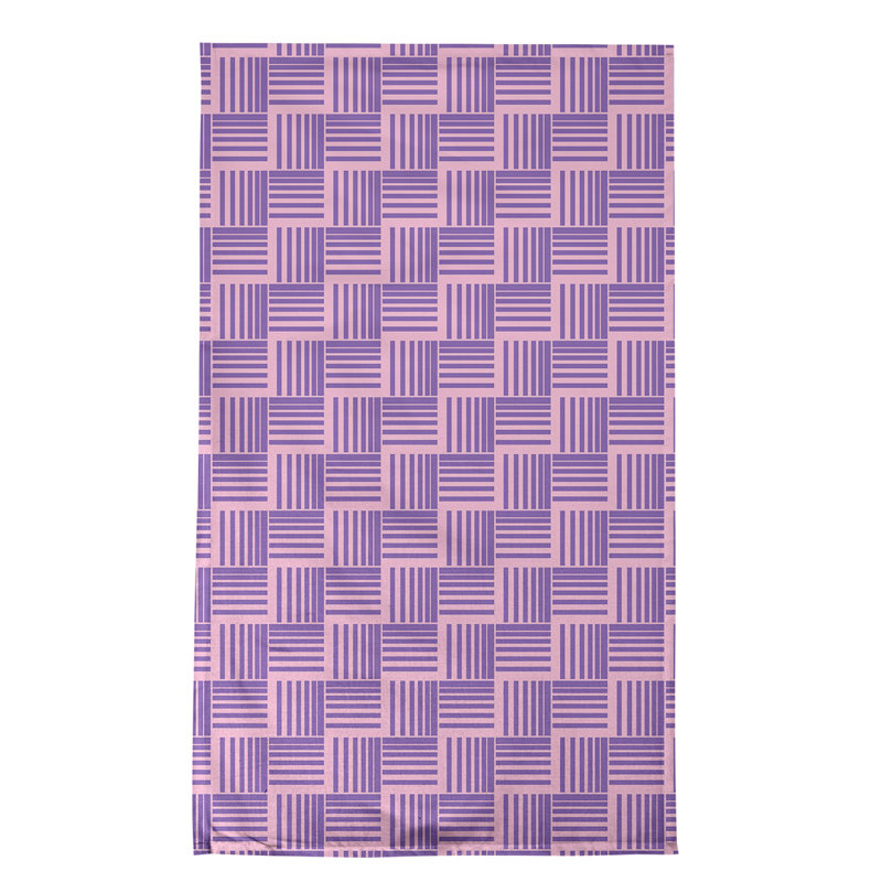 Torchon classique à rayures Baskettressées, Mauve foncé / rose, Croisé en coton