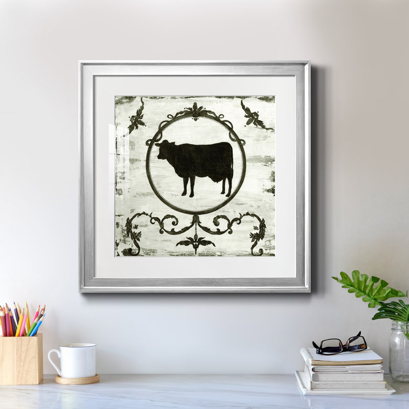 Vache Berkshire - cadre photo, H 22,5 po x l 22,5 po x P 1,5 po, Papier avec cadre argenté