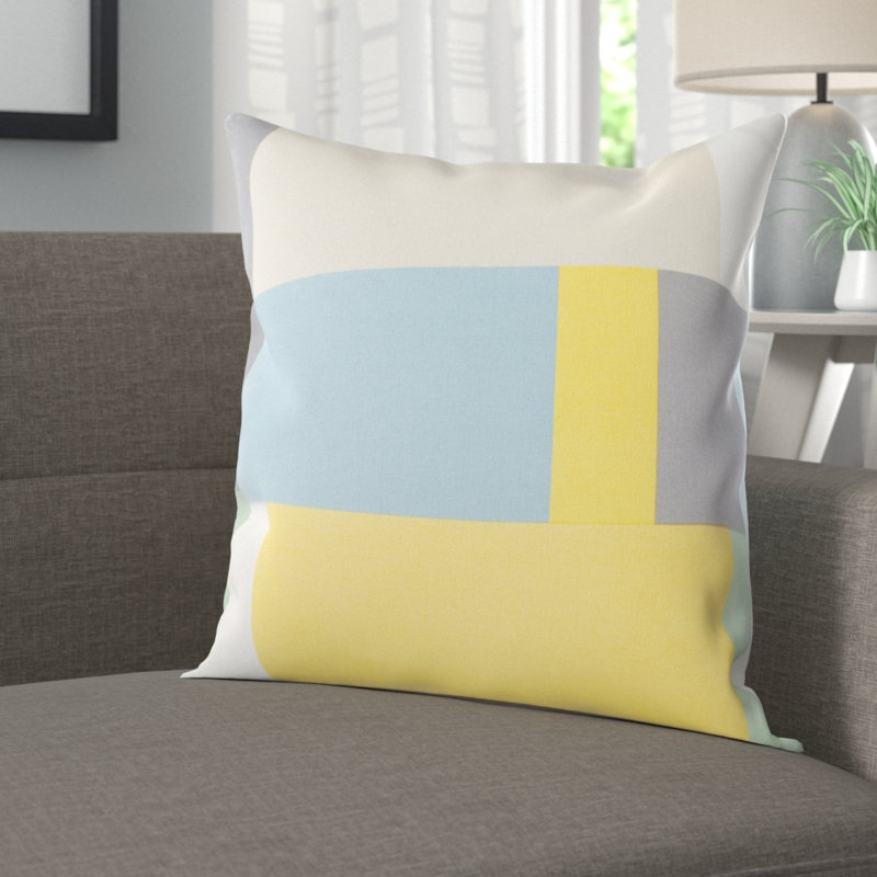 Housse de coussin en coton Cawthon, Jaune / beige, H 20" x l 20" x P 1"