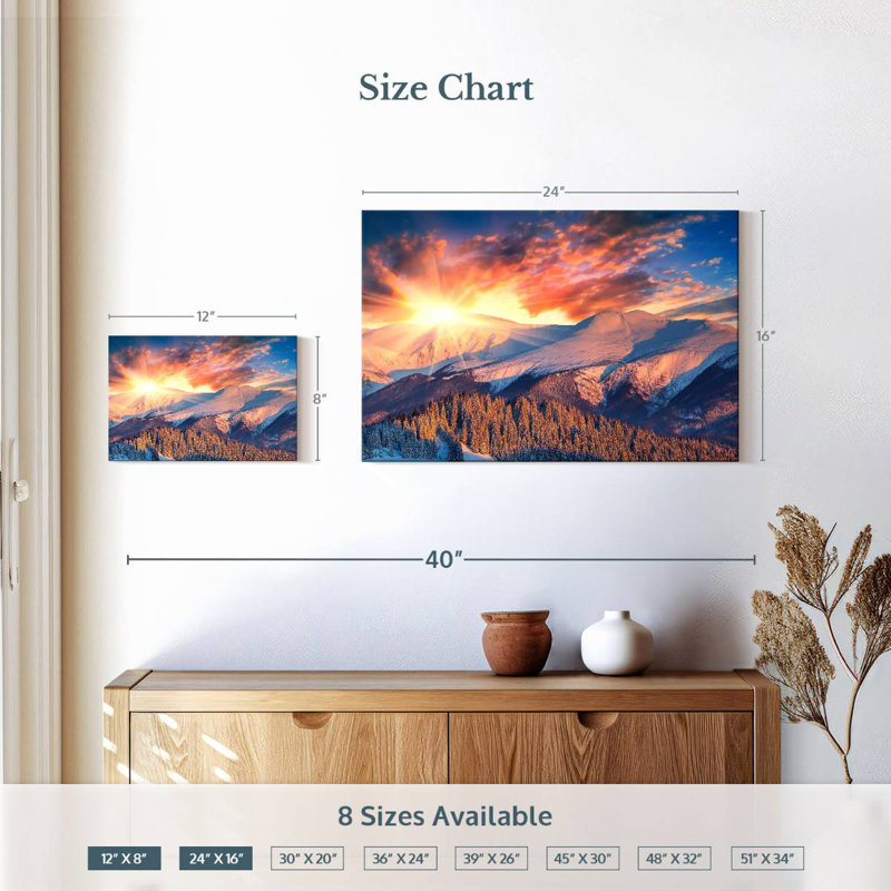 Alvord Snowy Mountain Sunrise, H 16 po x l 24 po