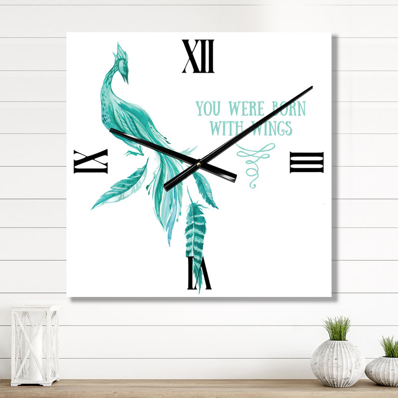 Horloge murale Mystic Mint Bird You Were Born with Wings, Grand