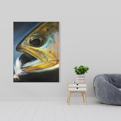Toile Golden Trout - décor de pêche à la mouche pour les amoureux de l'aquatique