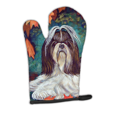 Caroline's Treasures Autumn Leaves Shih Tzu Polyester Oven Mitt