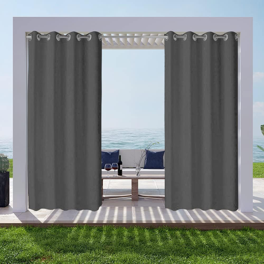 Eider & Ivory™ Arocha Solid Semi-Sheer Outdoor Tab top Single Curtain ...