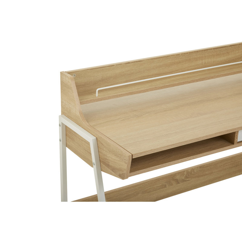 Octa Metal Base Writing Desk, White, Natural