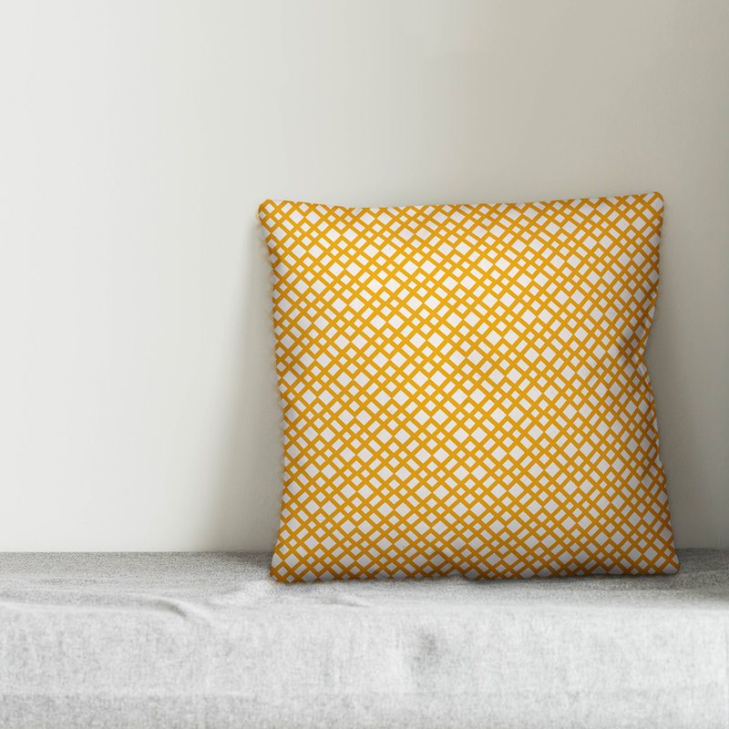 Yellow and White Geometric Polyester Euro Pillow Cover