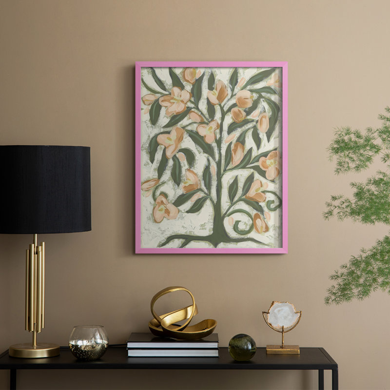 «Folk Peach Blossoms I», H 15 po x l 12 po, Rose