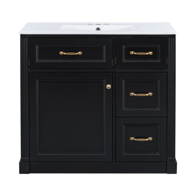 Grainley 36-Inch Modern Bathroom Vanity with Ceramic Sink and Smart Storage Solutions