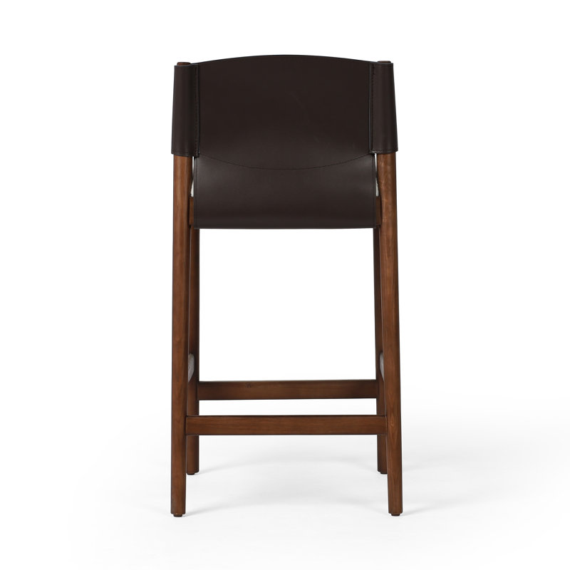 Lulu Upholstered Stool with Solid Wood Frame, Counter Stool (26” Seat Height), Umber