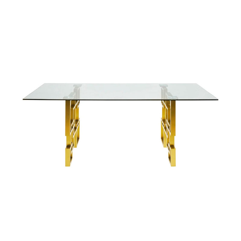 Cannock Rectangular Dining Table, 29.5" H x 78" W x 39" D, Gold/Brass