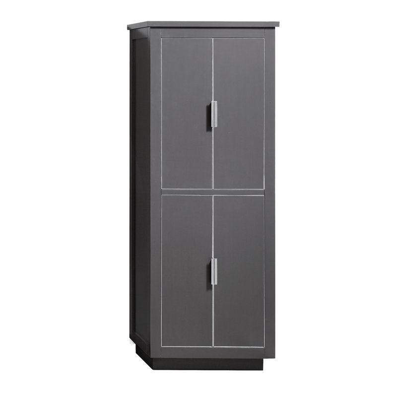 Allie Austen 24" W x 65" H Linen Tower, Gray with Brushed Silver Hardware