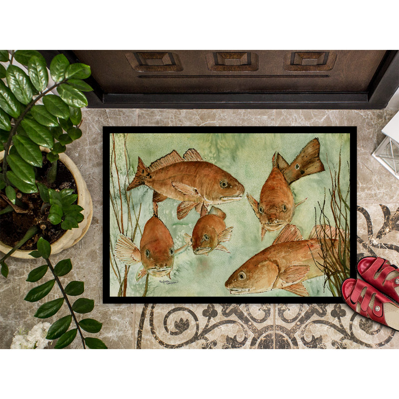Paillasson d’extérieur antidérapant à poissons zunaira, Rectangle 1 pi 6 po x 2 pi 3 po