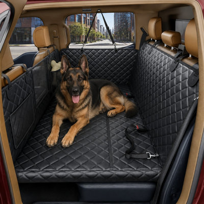 Give 2-4 dogs 45% more hammock space in crew cab trucks and large SUVs with this XL Black hard-bottom rear-seat extender. It supports 450 lbs, is waterproof, and includes a zippered mesh window.