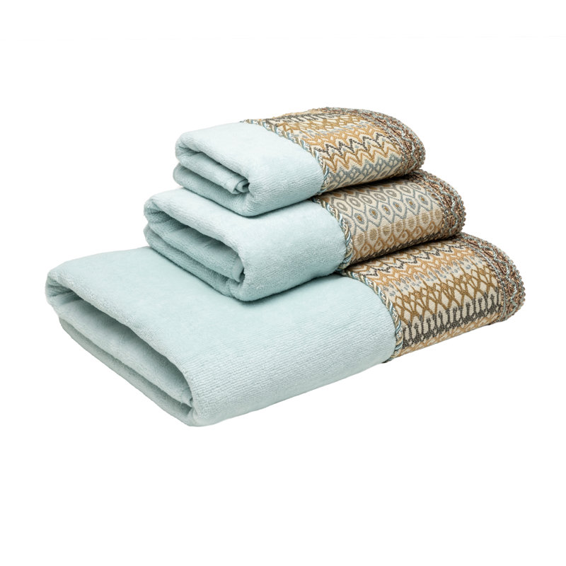 Ensemble de serviettes de bain 3 pièces, Turquoise / bleu