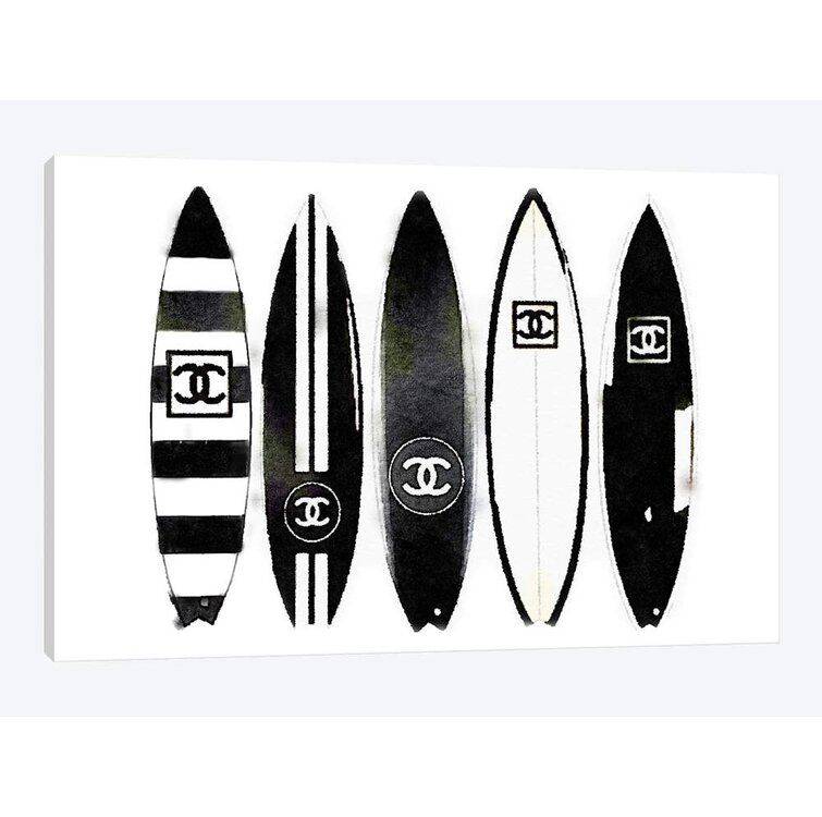 Surf Black & White by Amanda Greenwood - Wrapped Canvas Print East Urban Home Size: 18 H x 26 W x 1.5 D, Mat Color: No Mat, Format: Black Framed CA