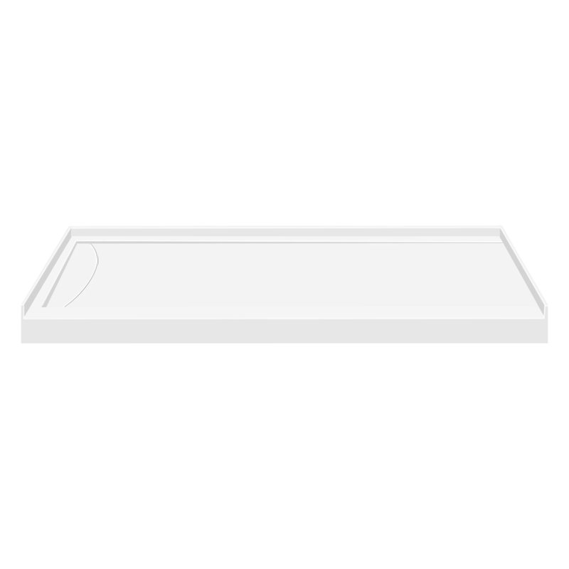 Base de douche à surface solide en fonte 60 po x 36 po avec structure linéaire dissimulée Transolide, Gauche, Blanc