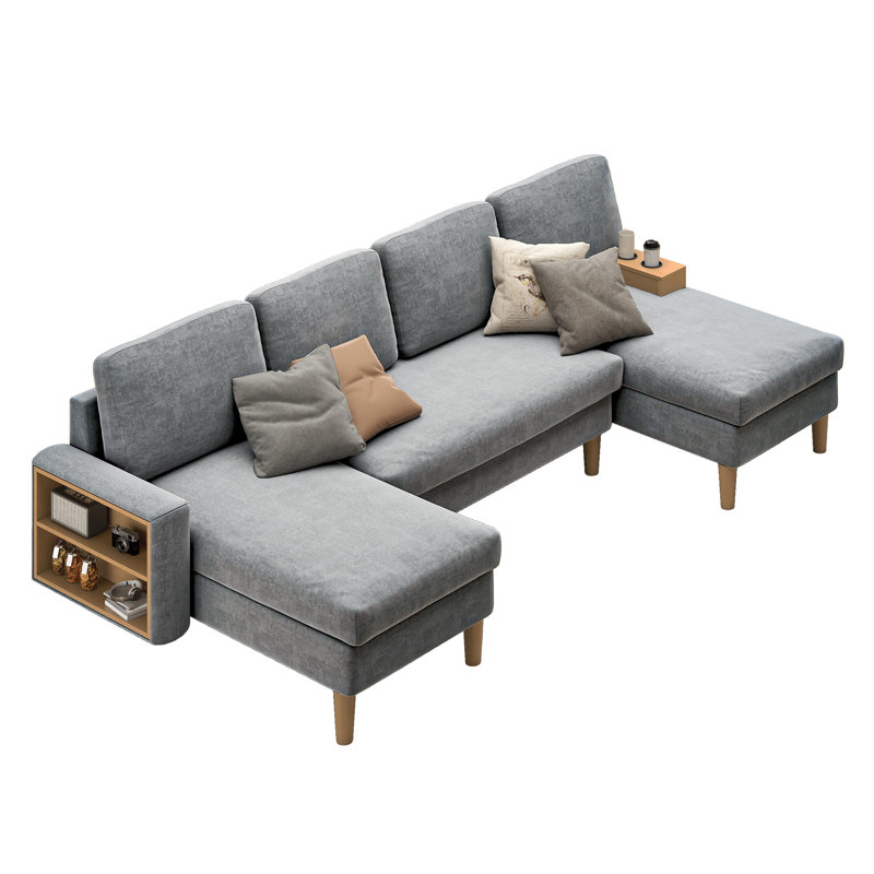 Canapé modulaire en U 109 po, Mélange de polyester gris