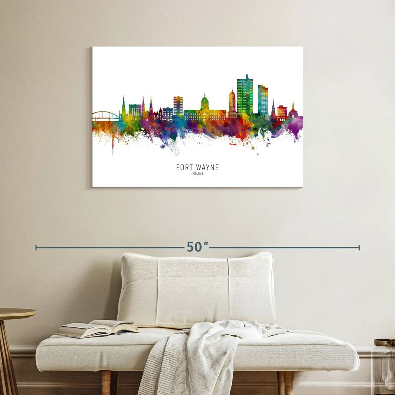 Fort Wayne Indiana Skyline I, 26" H x 39" W
