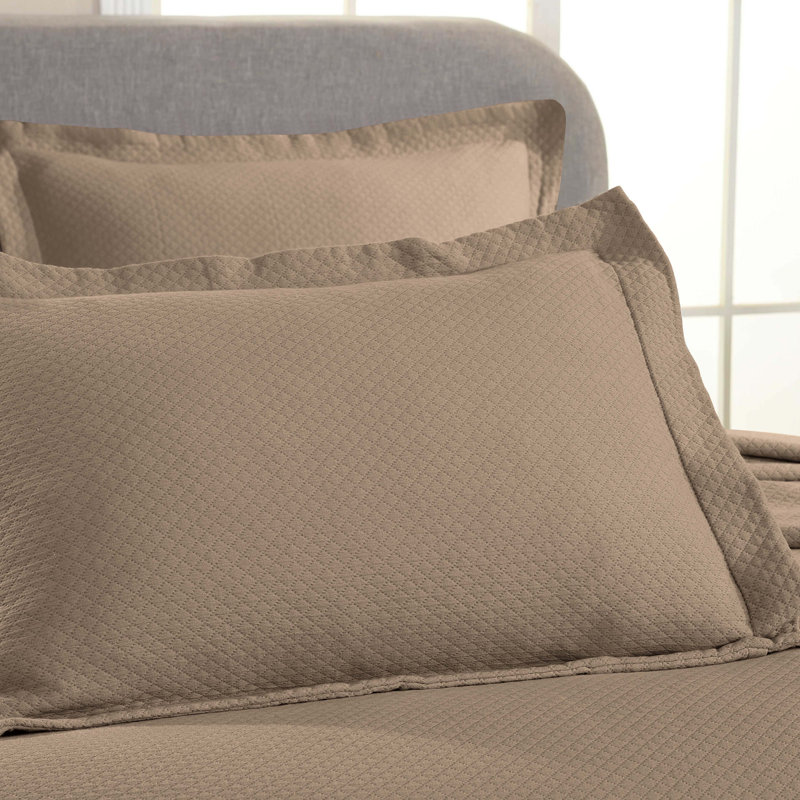 Taupe Cotton Reversible Twin Bedspread Set