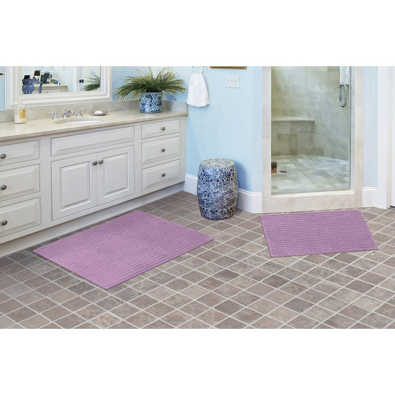 Ensemble de 2 tapis de bain en nylon avec envers antidérapant Viridian, Mauve