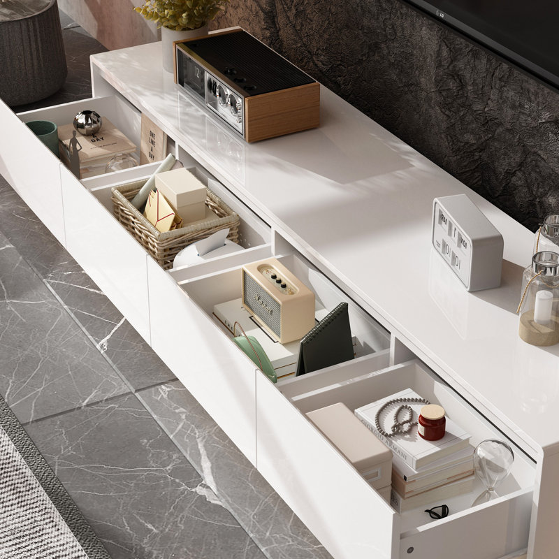 71'' W 4-Drawer TV Stand Media Console, White