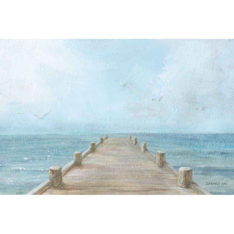 Summer Dock Panel by Danhui Nai - Wrapped Canvas Art Prints, 81cm H x 122cm W x 3.8cm D, Light Blue/Light Grey