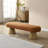 Oval Boucle Upholstered Bench with sturdy wooden legs-904923768