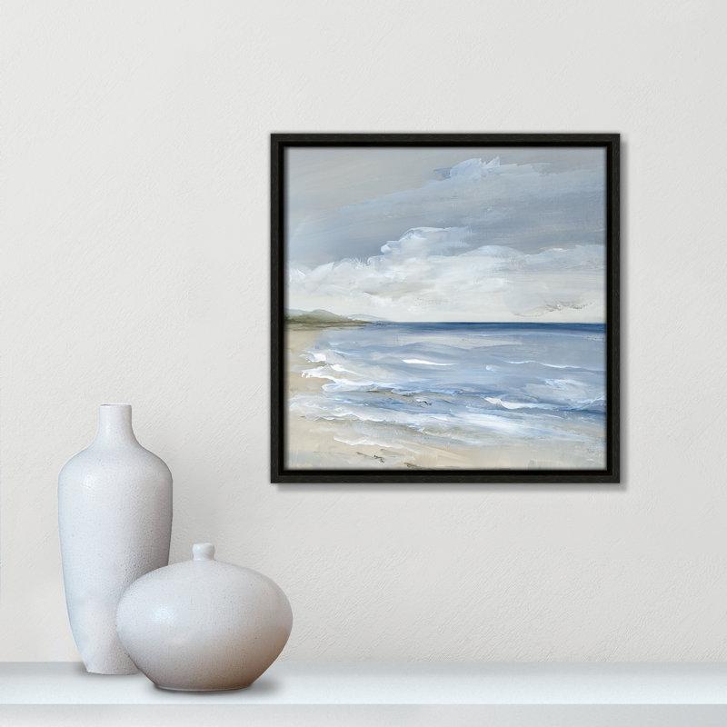 «Whispering Waves Print» par Nan, H 13,5 po x l 13,5 po, Flottant espresso