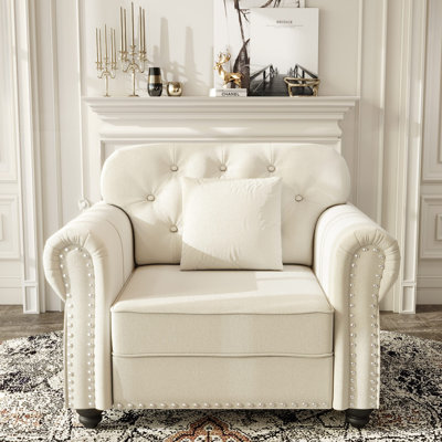 41.3"Upholstered Velvet Sofa With Nailhead Trim And Rolled Armrests,Mid-Century Modern Chesterfield Sofa With Button  Tufted,Includes 1 Pillows