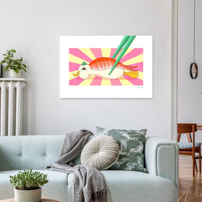 Funny Sushi Duck Contemporary Wall Art Print by Nanna Paavig - Wrapped Canvas Print