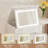 Compact Flip-Top Makeup Vanity Set with LED Mirror, Storage Stool and Folding Side Shelf